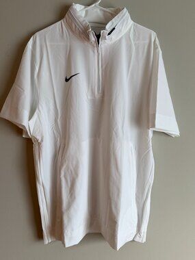 Nike FJ9548-102 Mens Large Coaches Sideline 1/4 Zip SS Hoodie Jacket White